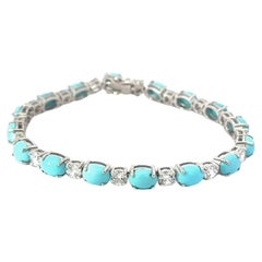 Atractiva pulsera de plata con circonita turquesa natural hecha a mano Regalo para mamá