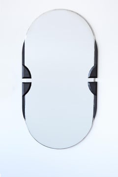 Handcrafted Aluminum & Blackened Oak Mirror by Mary Ratcliffe Studio
