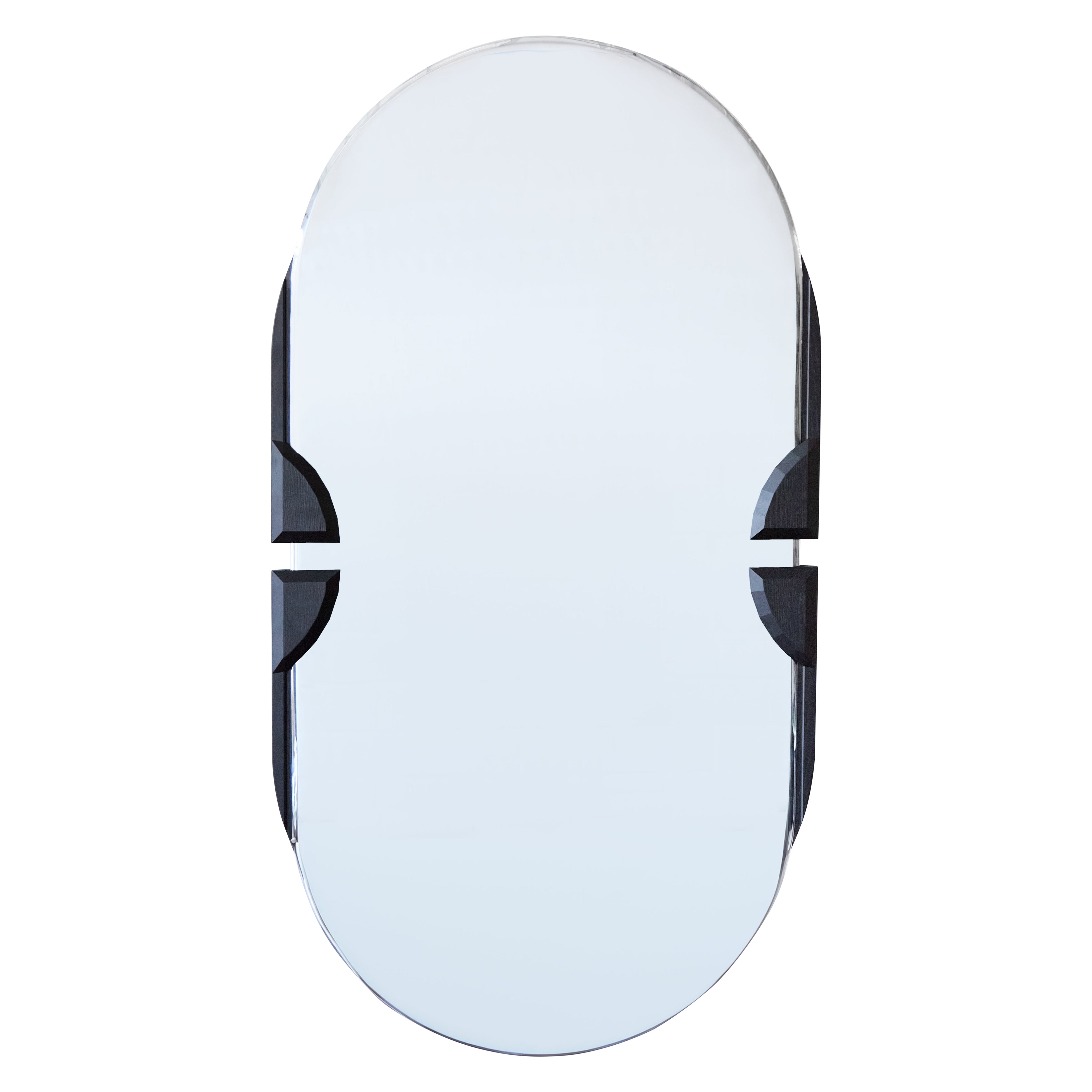 Handcrafted Aluminum & Blackened Oak Mirror by Mary Ratcliffe Studio