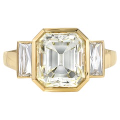 Handcrafted Amelia Asscher Cut Diamond Ring by Single Stone
