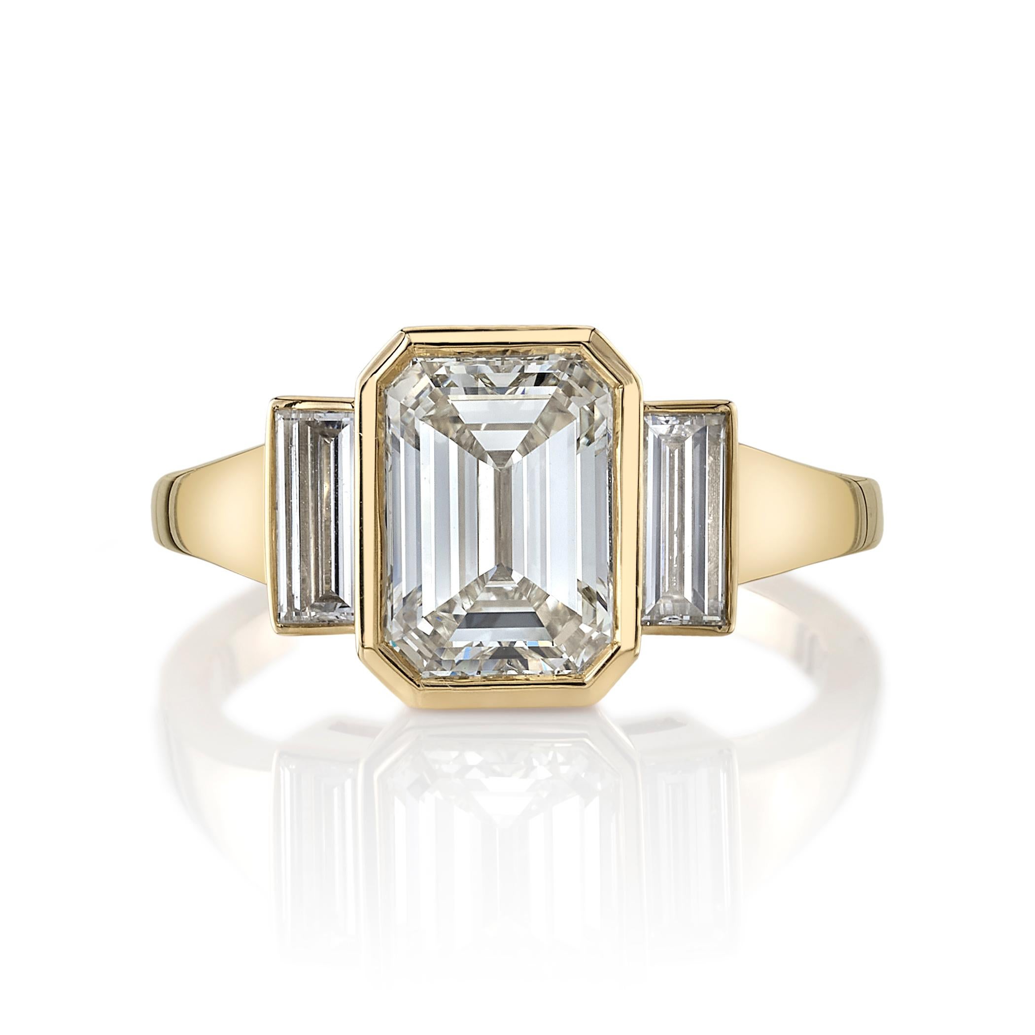 Handcrafted Amelia Emerald Cut Diamond Ring by Single Stone For Sale