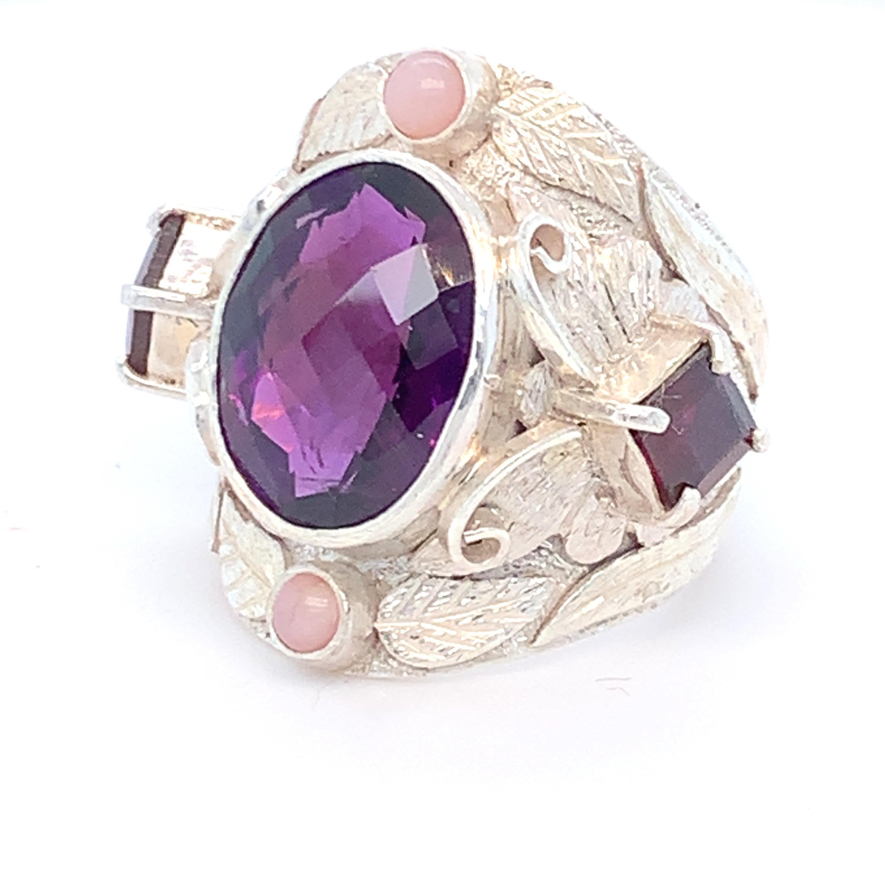 opal and amethyst ring
