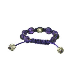 Handcrafted Amethyst & Polki Diamond Bead Adjustable Macramé Bracelet
