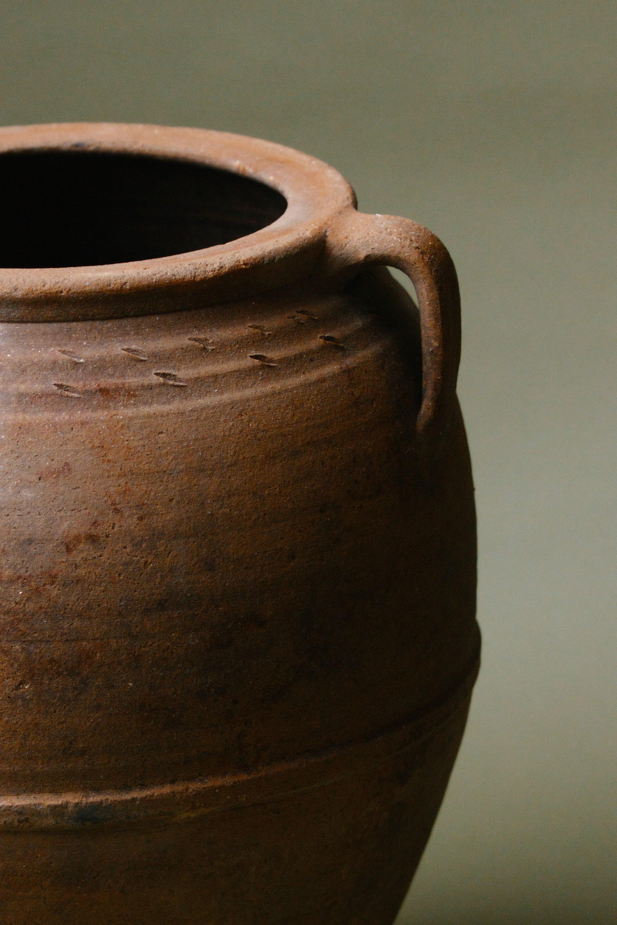 Mid-20th Century Handcrafted Anatolian Rustic Earthenware Storage Vessel For Sale