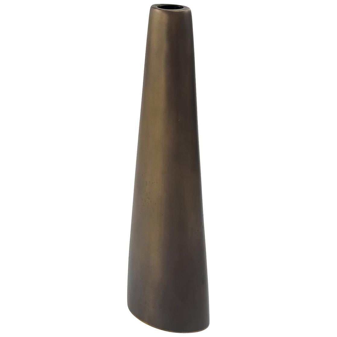Handcrafted and Dark Cast Bronze Candleholder Vase