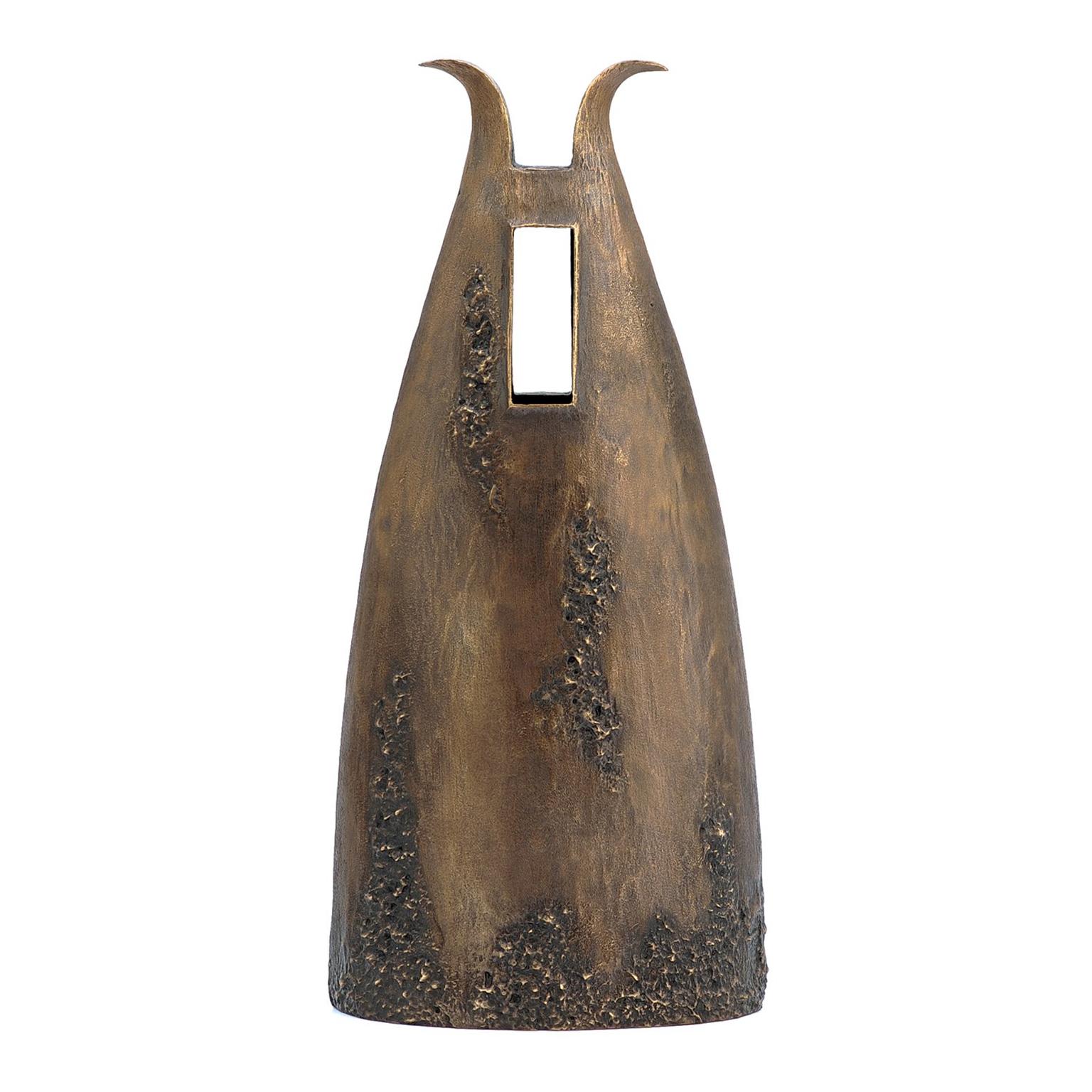 Mid-Century Modern Handcrafted and Dark Cast Bronze Garrym Vase For Sale