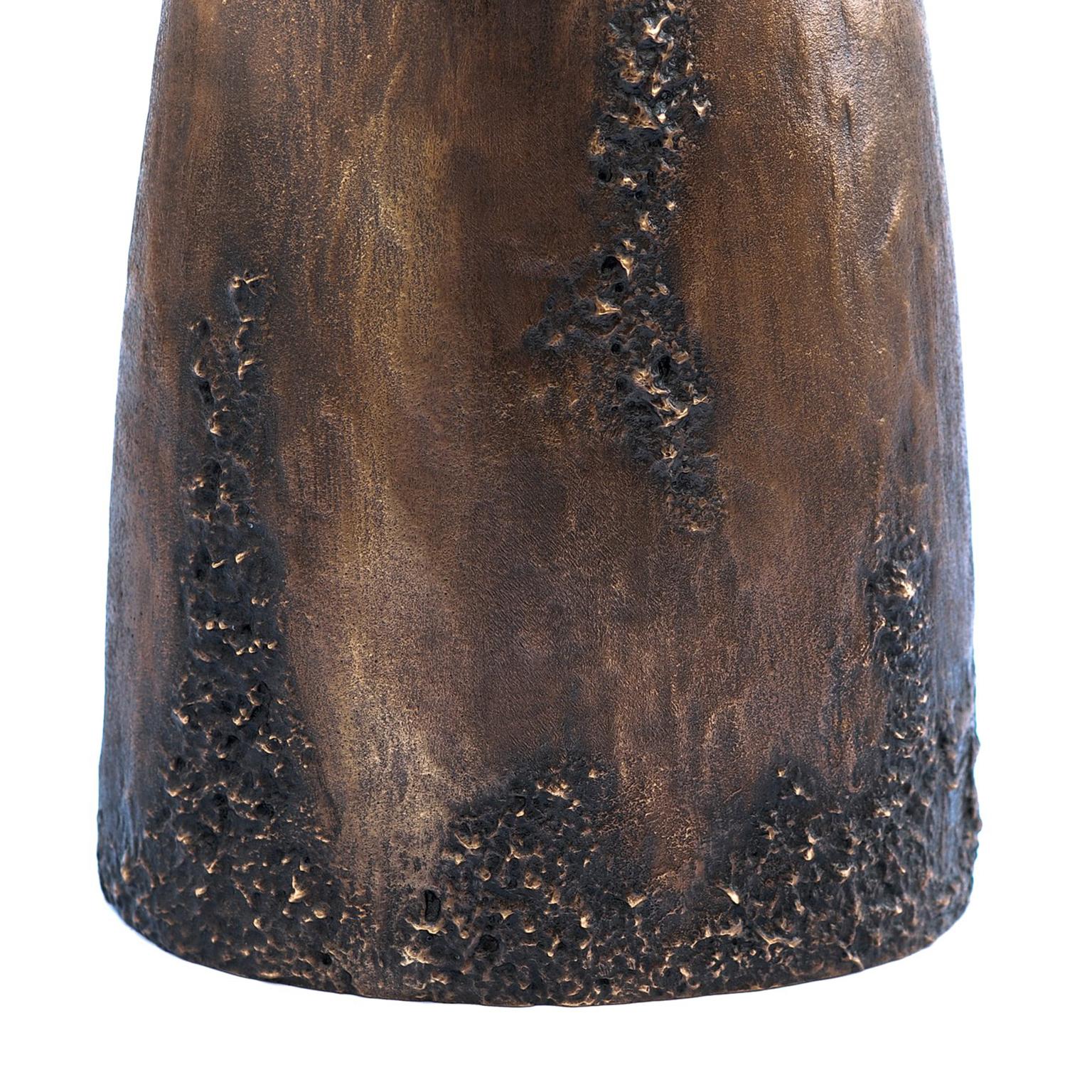 Brazilian Handcrafted and Dark Cast Bronze Garrym Vase For Sale