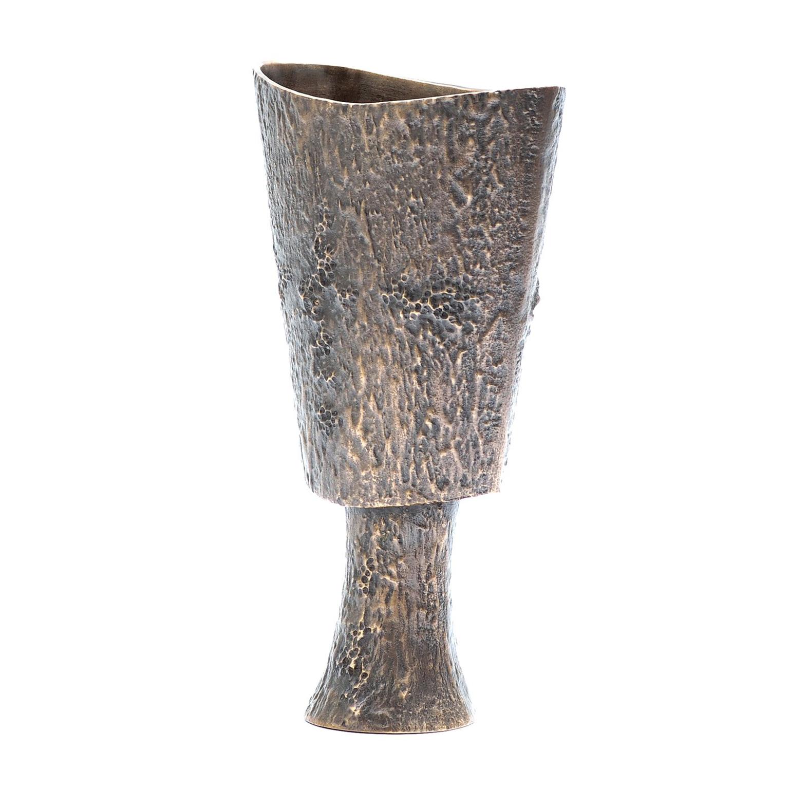 Mid-Century Modern 21stCentury Brutalist Revival Hand Moulded Cast and Oxydized Bronze Vessel
