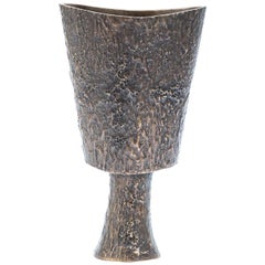 21stCentury Brutalist Revival Hand Moulded Cast and Oxydized Bronze Vessel