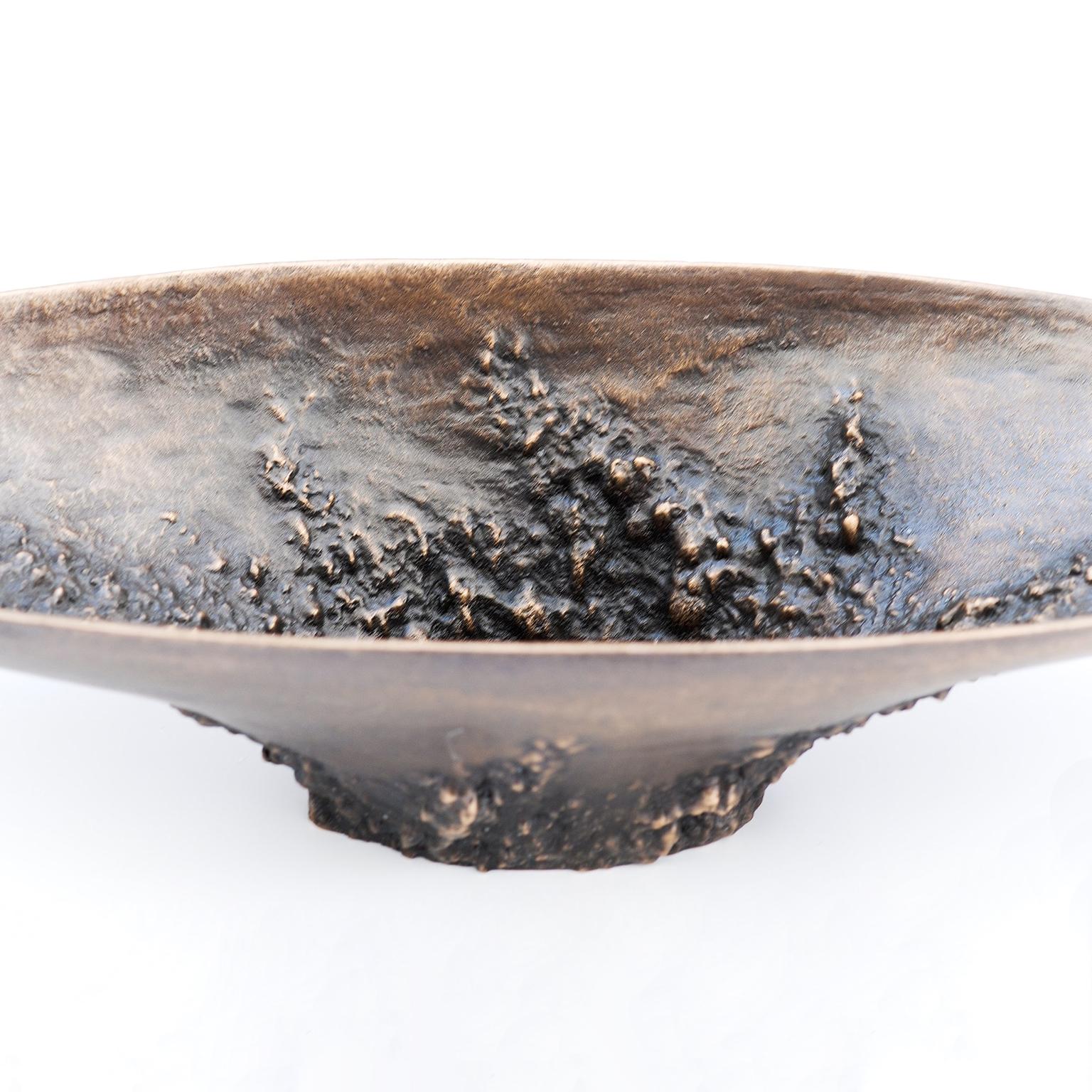 Brazilian 21st Century Collectible Handcrafted and Dark Cast Oxidised Bronze O'Connor Bowl