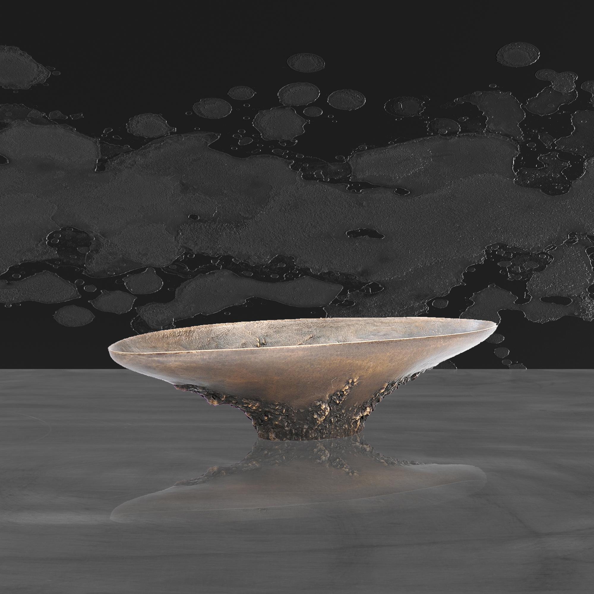 21st Century Collectible Handcrafted and Dark Cast Oxidised Bronze O'Connor Bowl In New Condition In Paris, FR