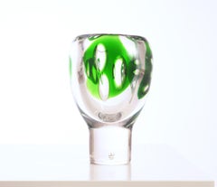 Heavy Handcrafted and Grinded Vase by Vicke Lindstrand, Kosta Glasworks, Sweden