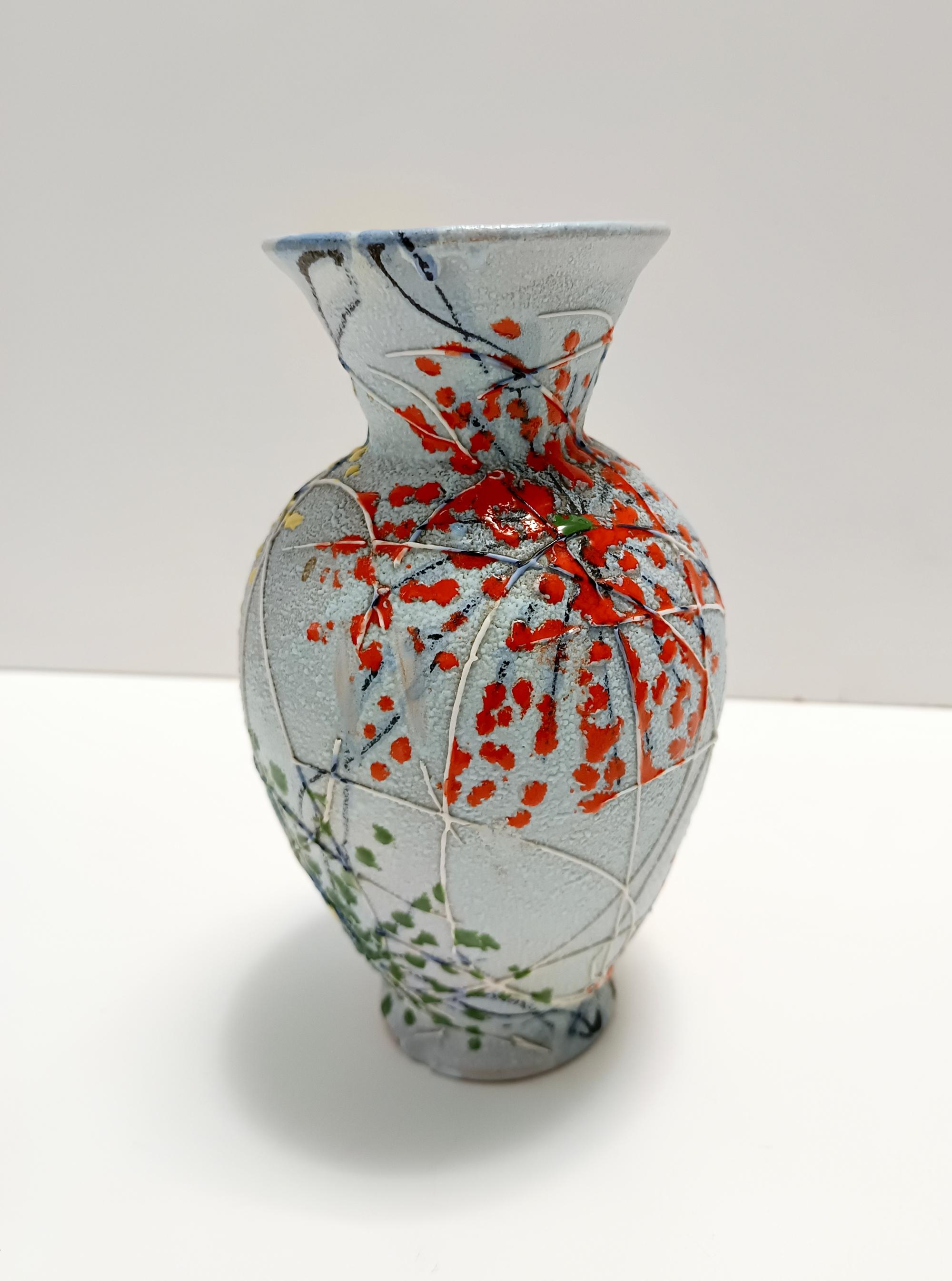 Fatto a mano Vaso in ceramica multicolore, realizzato e dipinto a mano da Fanciullacci, Italia in vendita