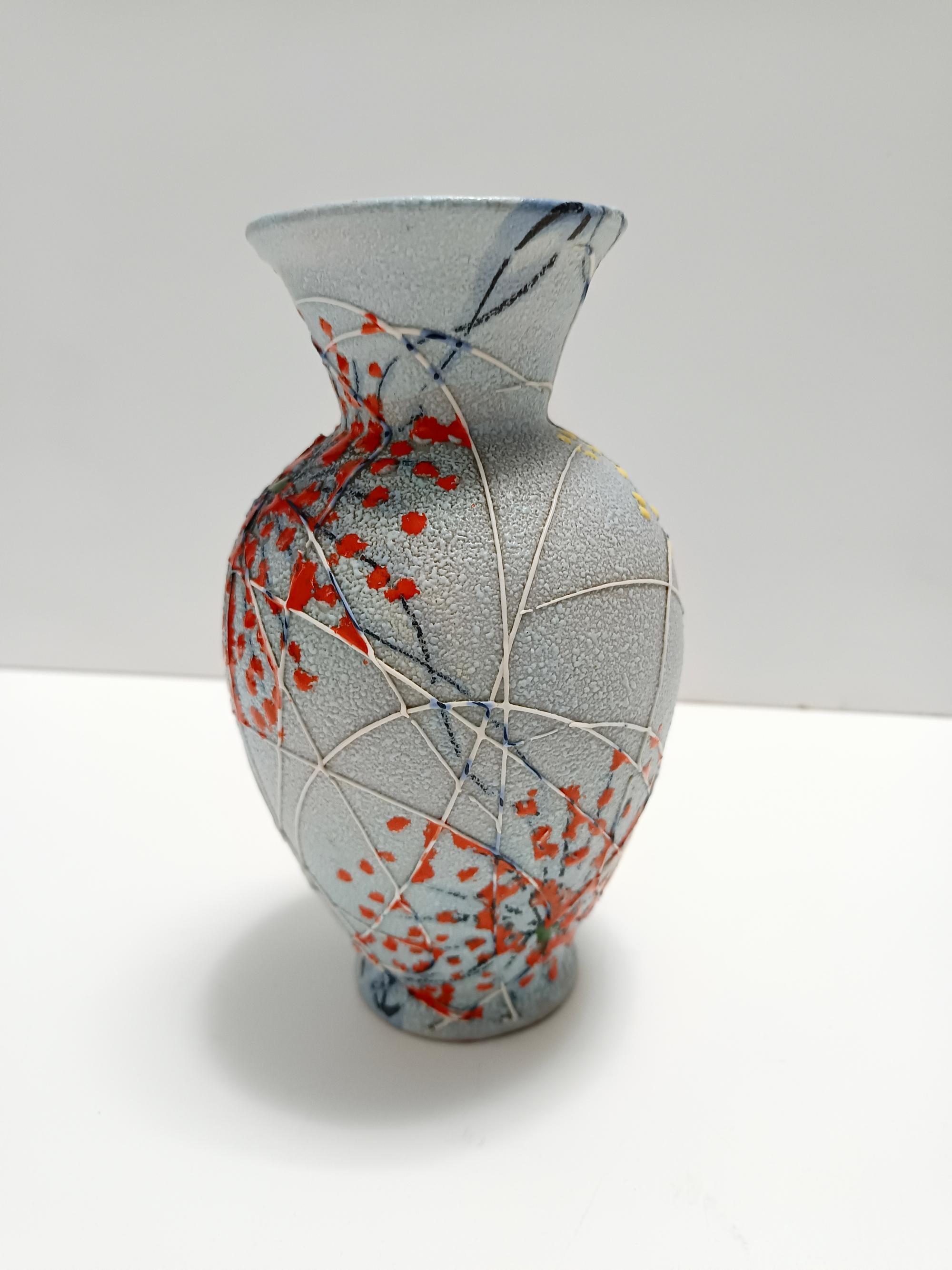 Vaso in ceramica multicolore, realizzato e dipinto a mano da Fanciullacci, Italia In condizioni ottime in vendita a Bresso, Lombardy