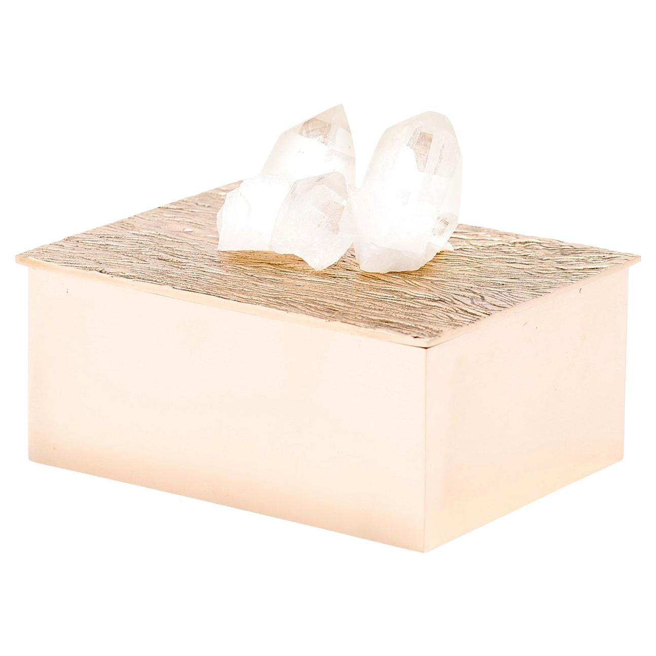 Handcrafted and Polished Cast Bronze and White Quartz Nicks Box