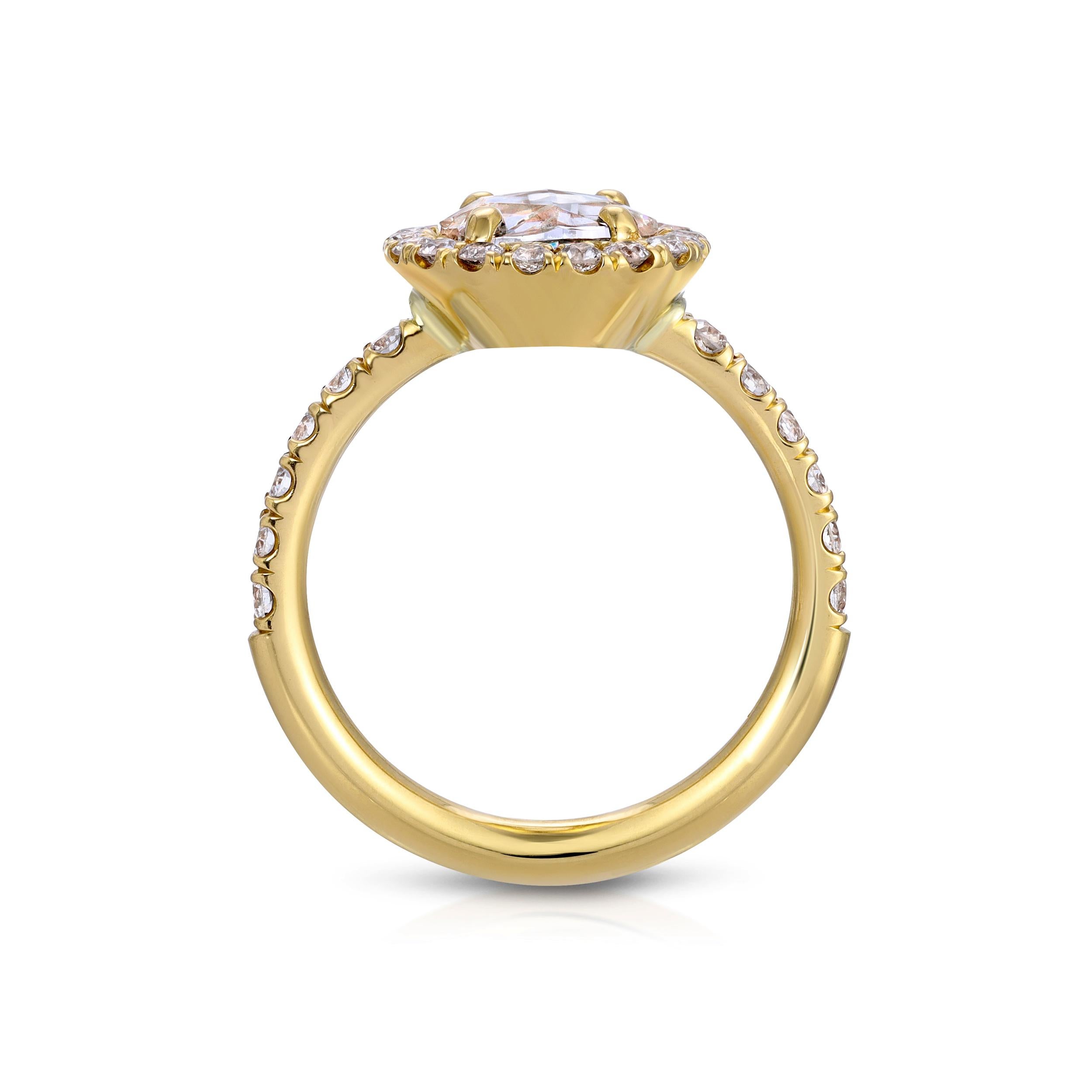 Handgefertigter Andie Diamantring mit ovalem Rosenschliff von Single Stone im Zustand „Neu“ im Angebot in Los Angeles, CA