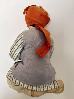 Handcrafted Anglo-Raj Vintage Stuffed Sitting Snake Charmer Doll, India