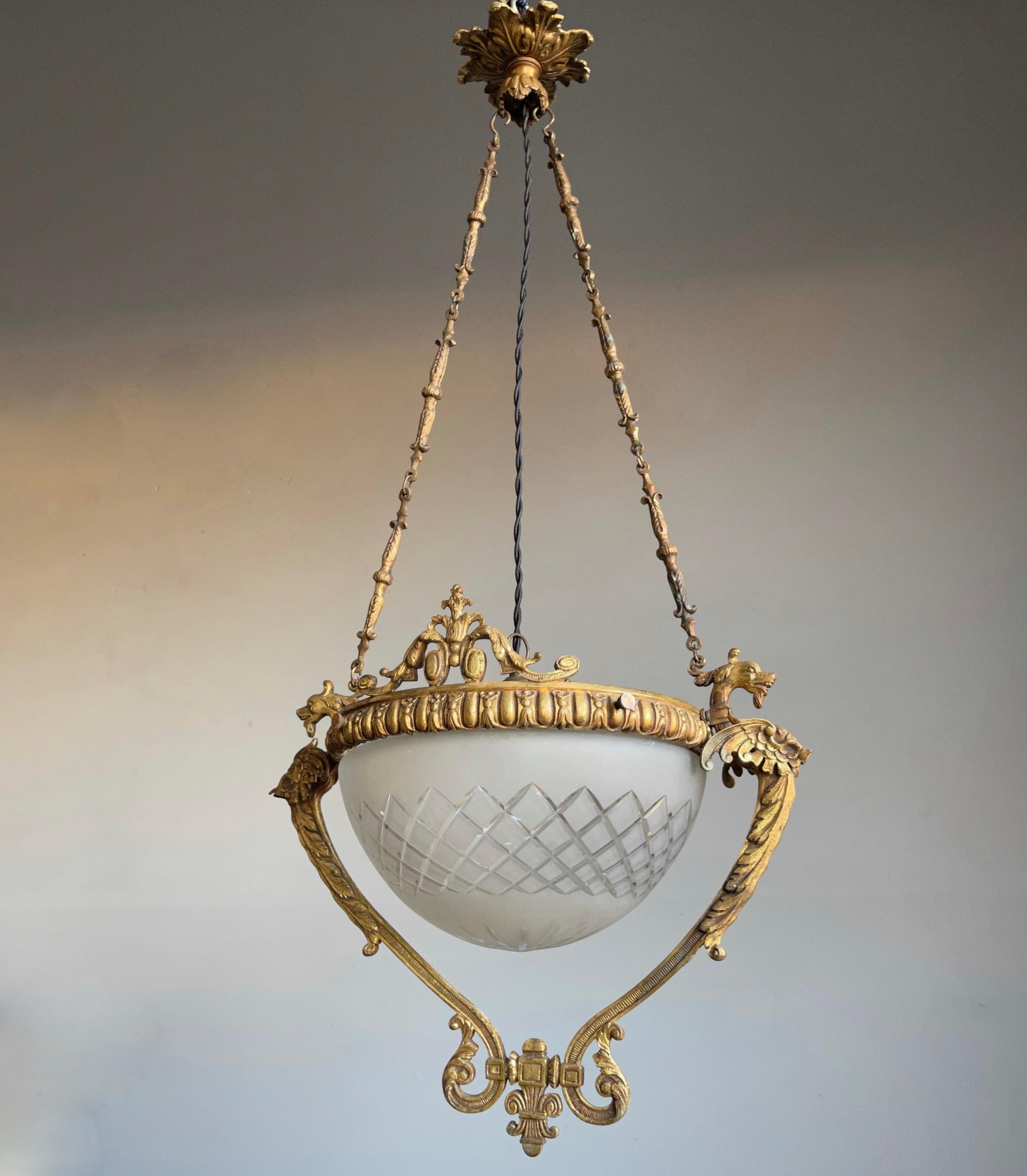Stylish and great workmanship antique French pendant light.

If you are looking for an elegant, beautiful and meaningful chandelier to grace your living space then this fine specimen from the earliest years of the 1900s could be yours to own and