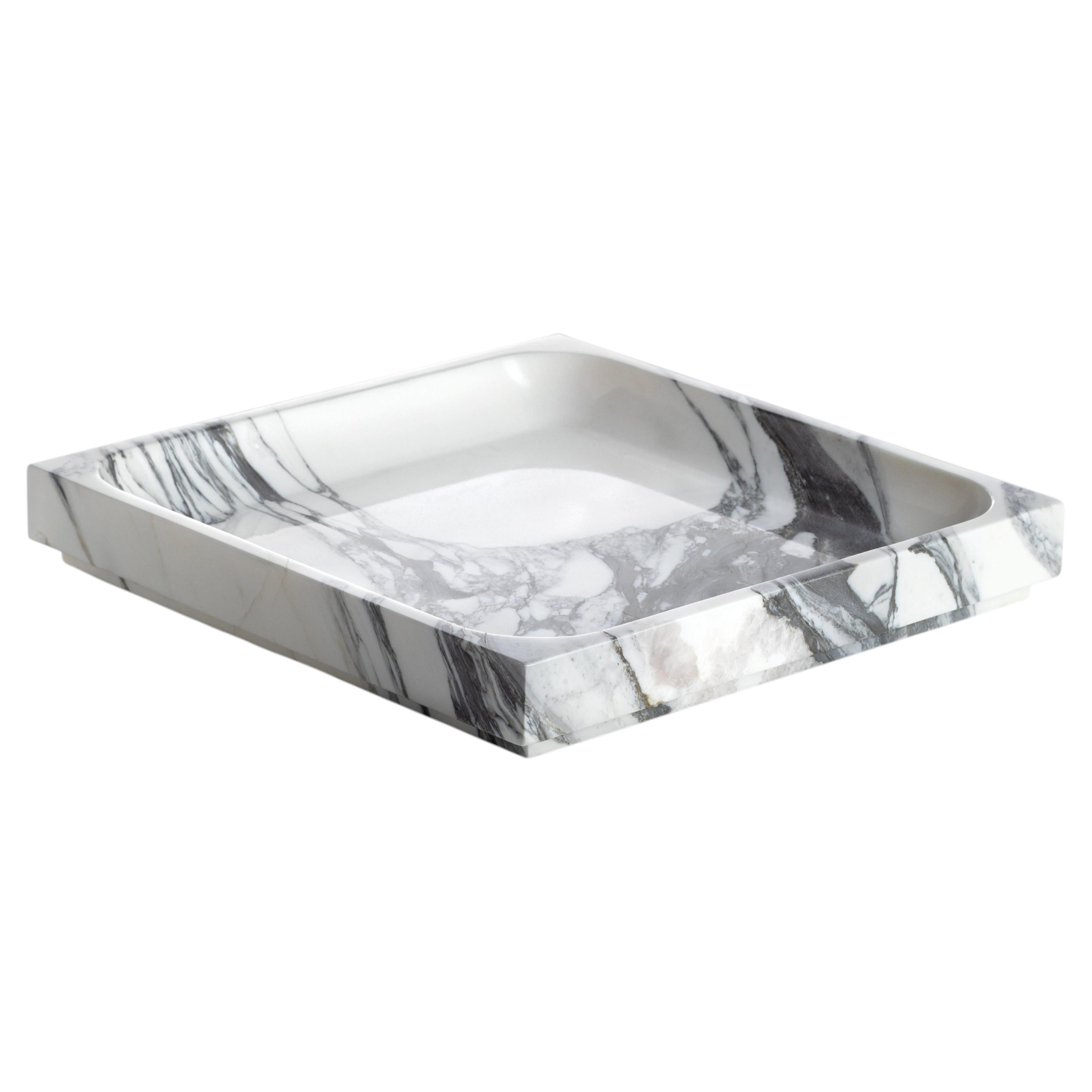Handcrafted Arabescato Marble Square Tray