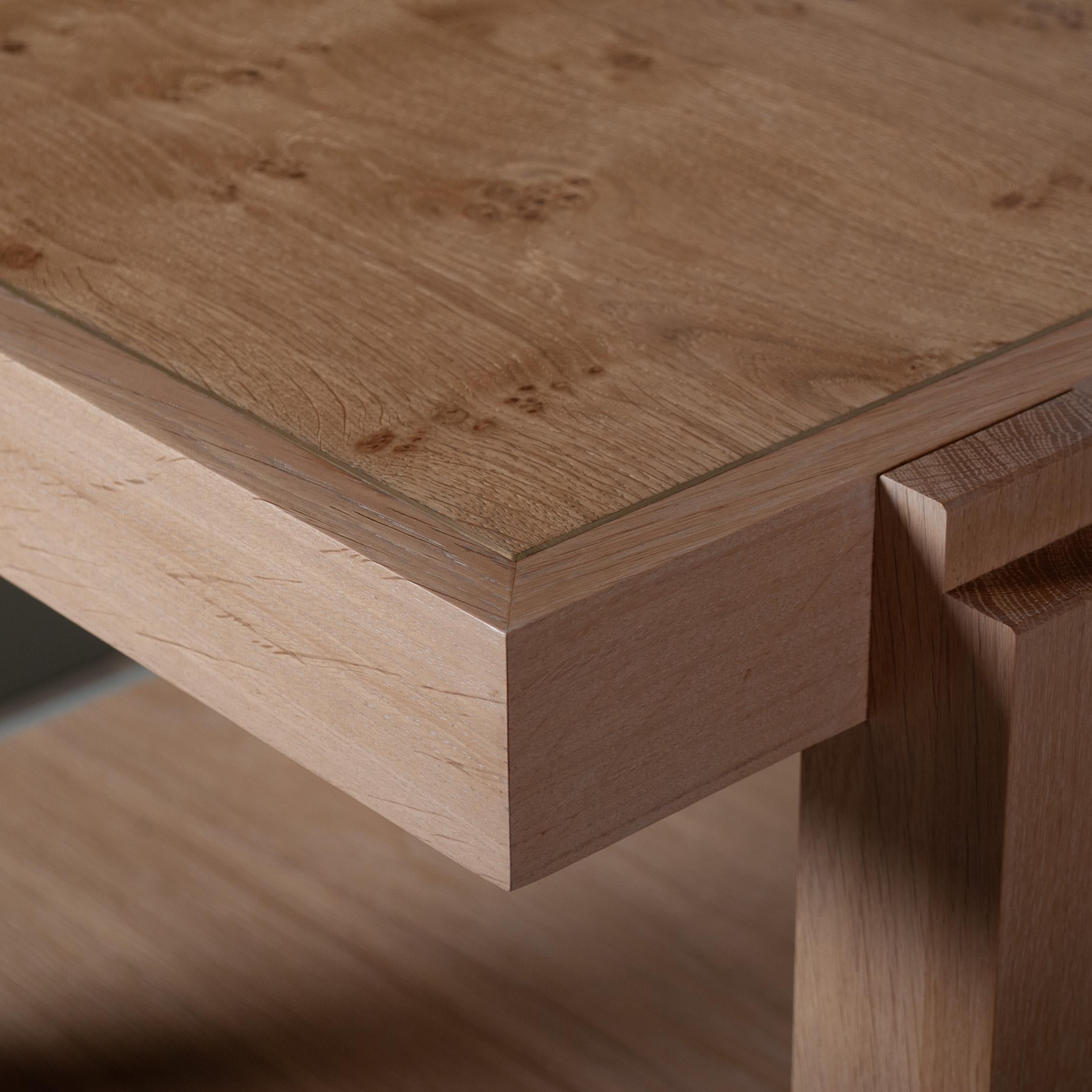 Handcrafted Architectural English Oak Table For Sale 1