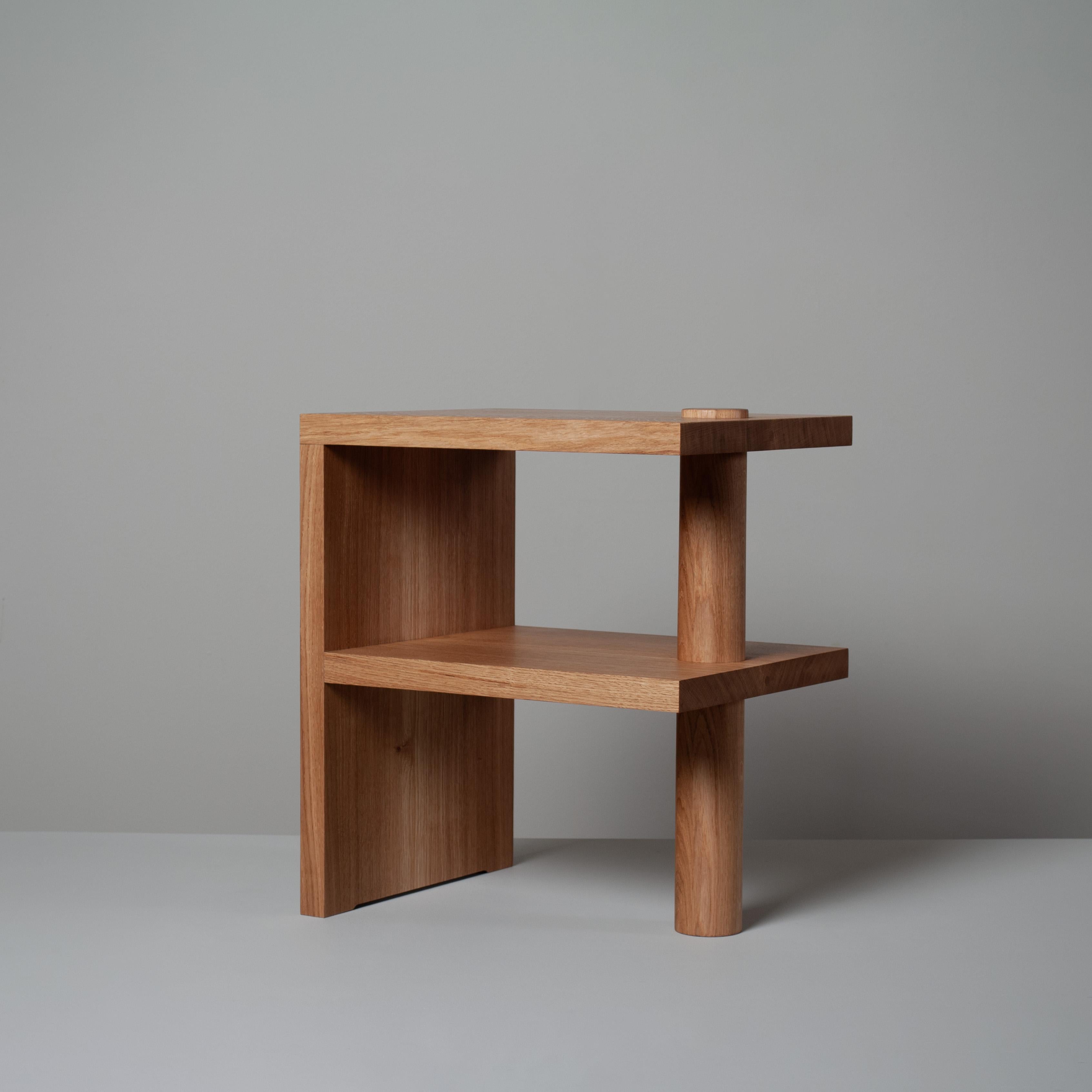Modern Handcrafted Architectural Oak Nightstand or End Table For Sale