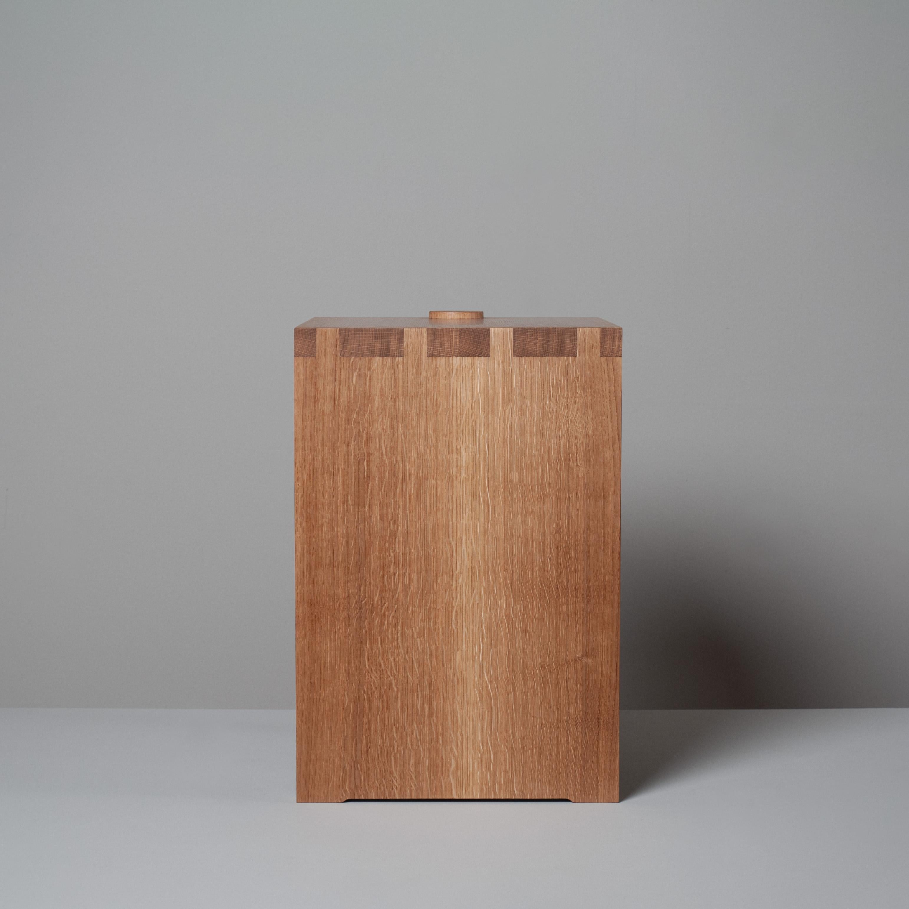 English Handcrafted Architectural Oak Nightstand or End Table For Sale