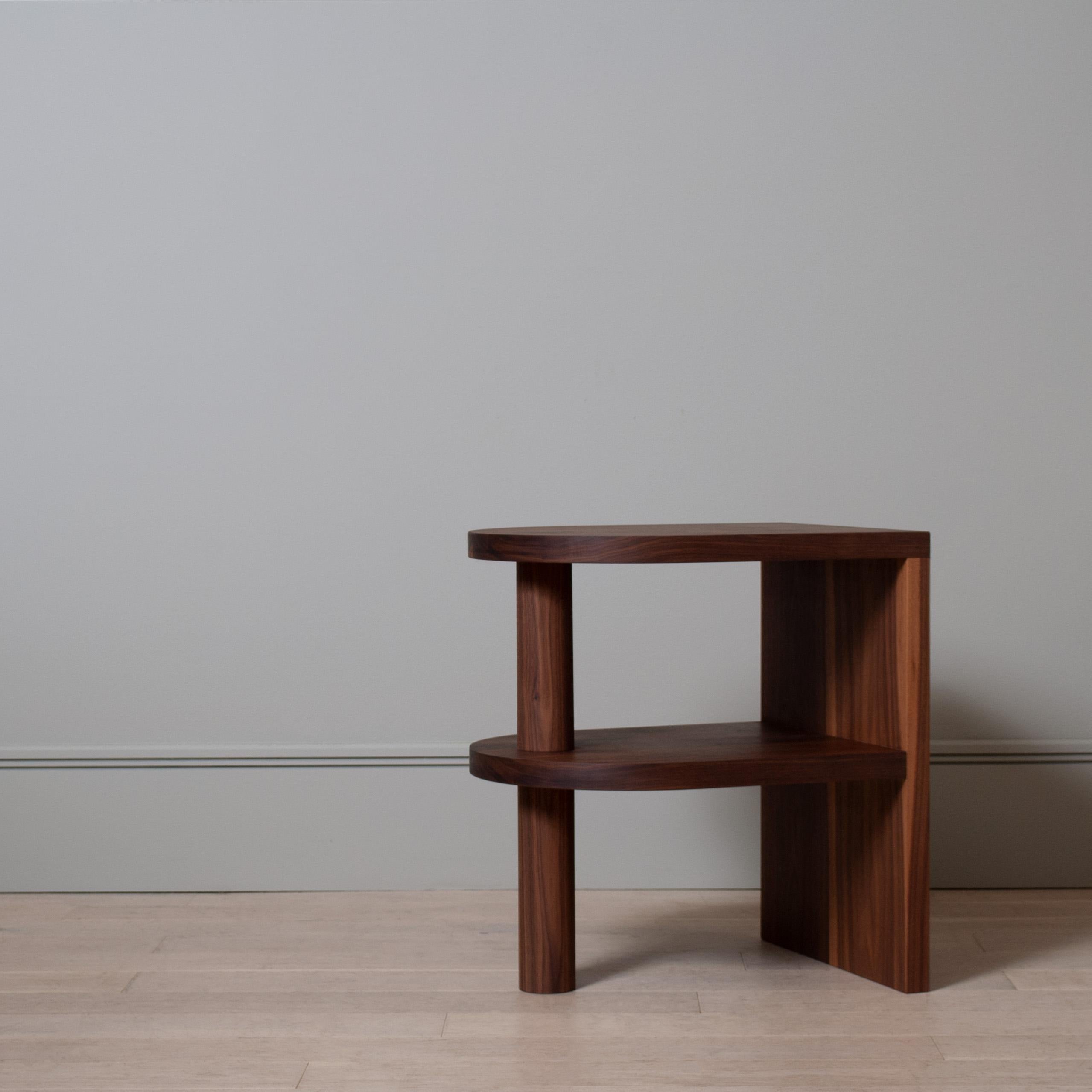 Modern Handcrafted Architectural Walnut End Table For Sale