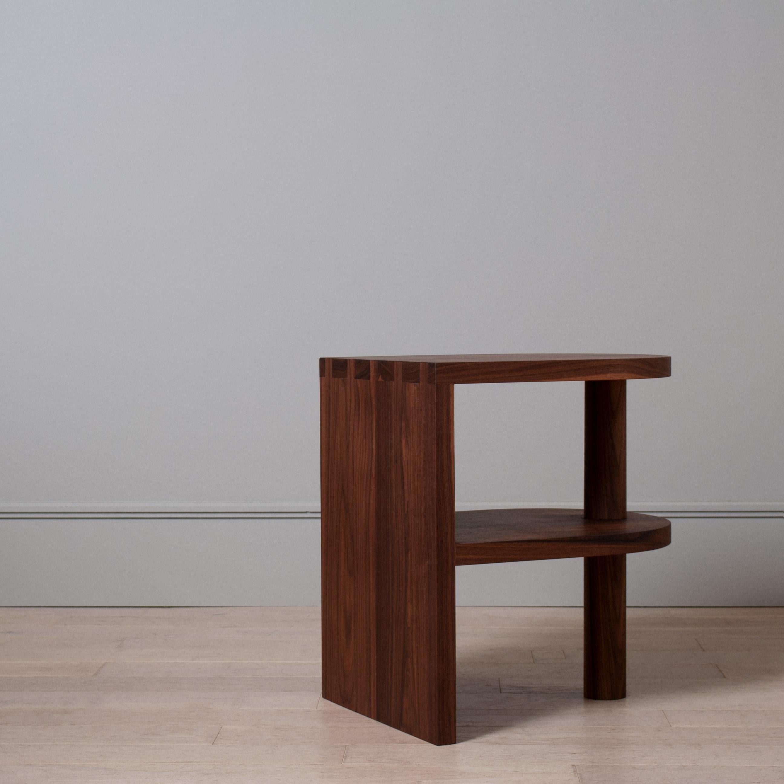 Hand-Crafted Handcrafted Architectural Walnut End Table For Sale