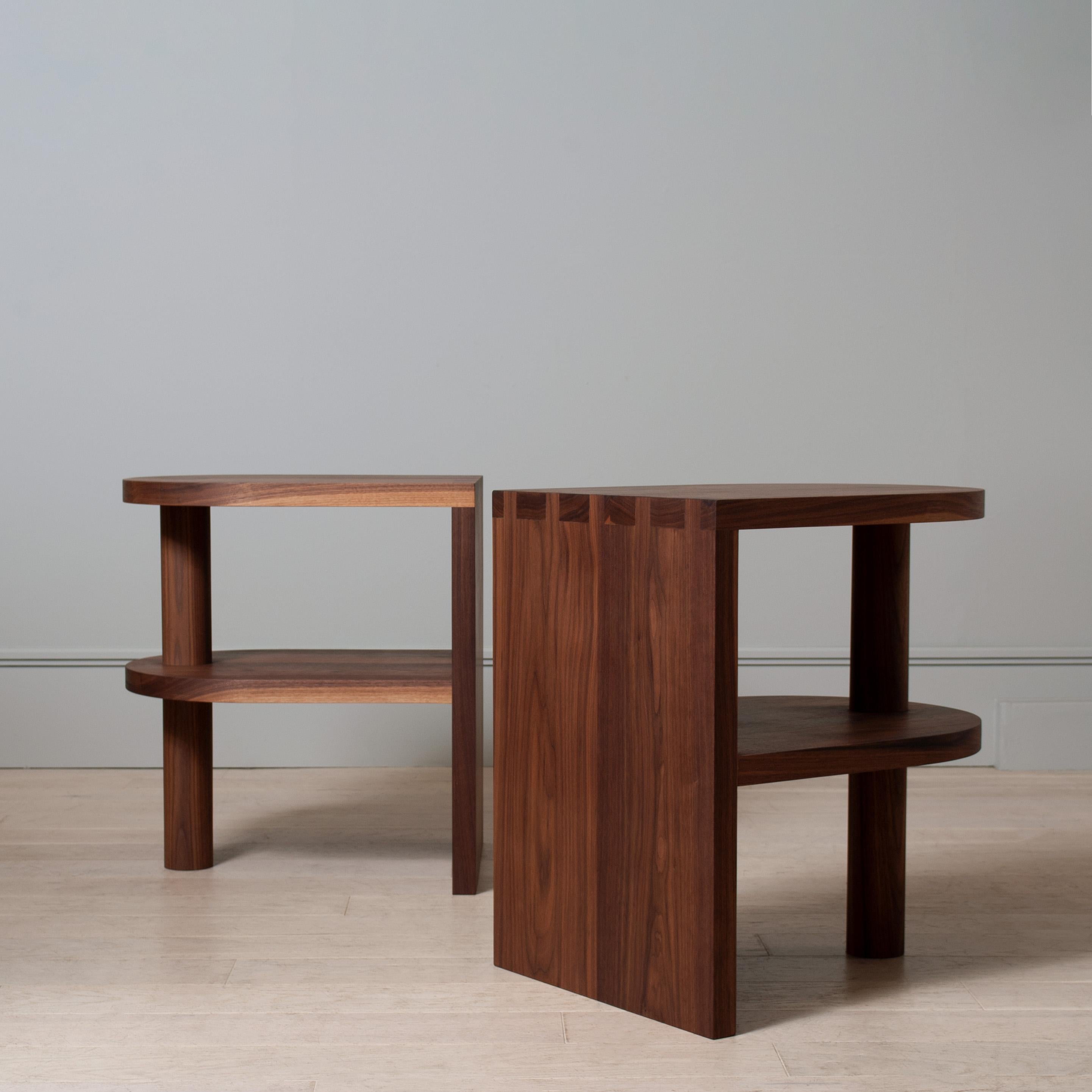 Handcrafted Architectural Walnut End Table For Sale 1
