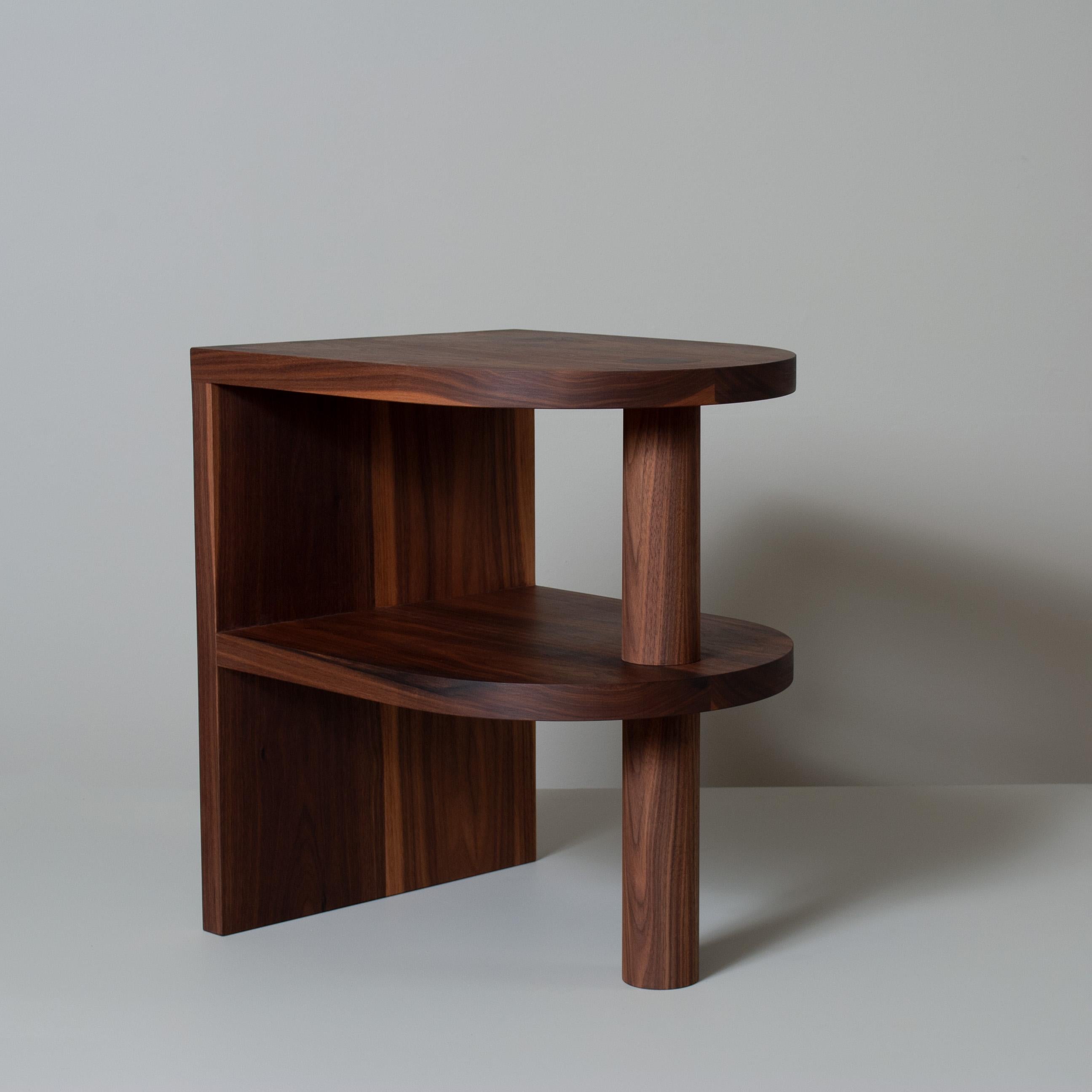 Hand-Crafted Handcrafted Architectural Walnut Side Table For Sale