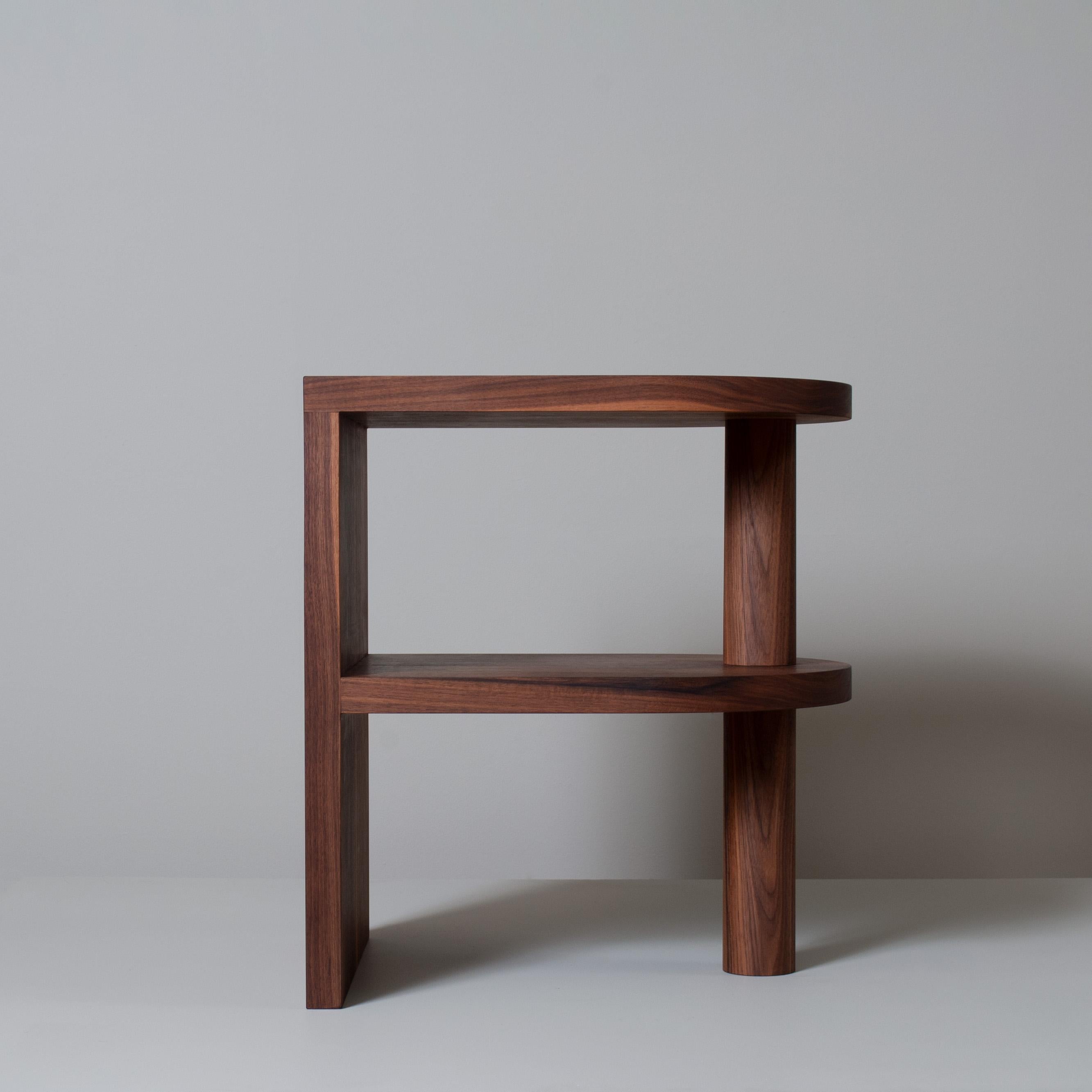 Handcrafted Architectural Walnut Side Table For Sale 1