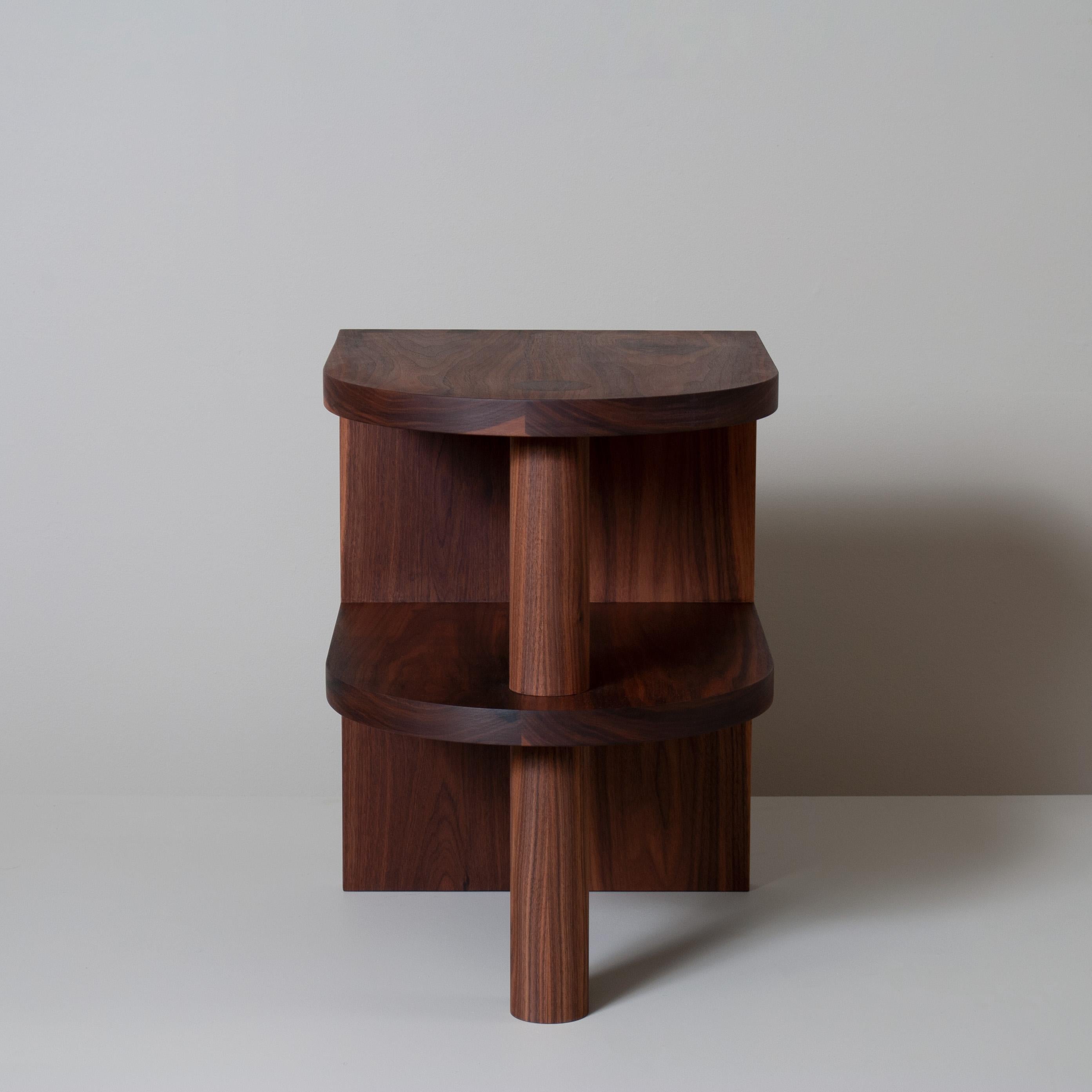 Handcrafted Architectural Walnut Side Table For Sale 2