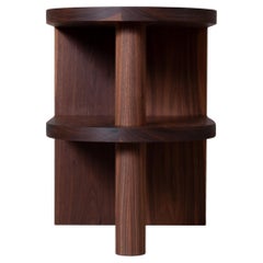 Handcrafted Architectural Walnut Side Table