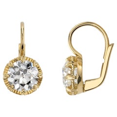 Handcrafted Arielle Old European Cut Diamond Drop Earrings by Single Stone