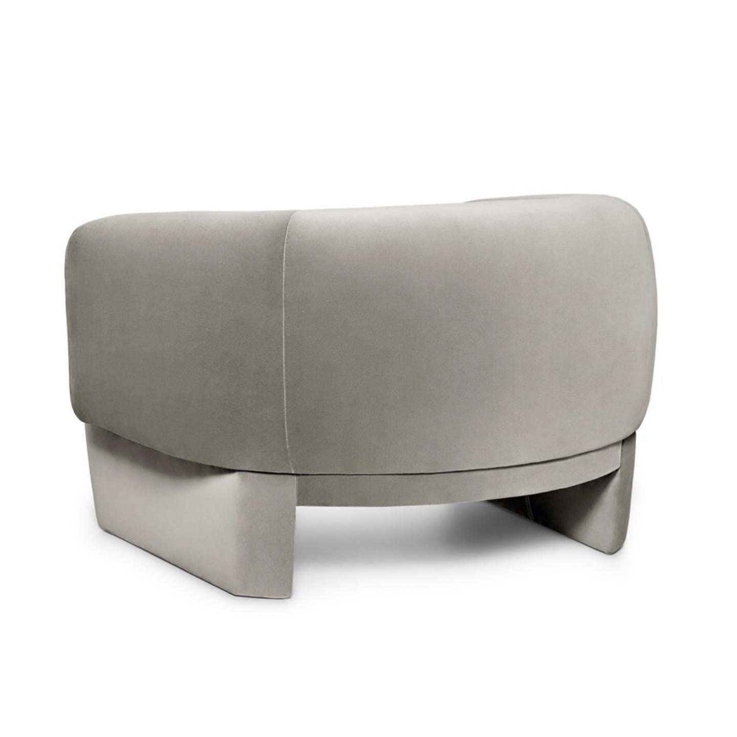 Contemporary Handcrafted Armchair with Architectural Silhouette and High Resistance Velvet For Sale