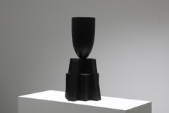 Burned wood 'Babel' Vase by Arno Declercq
