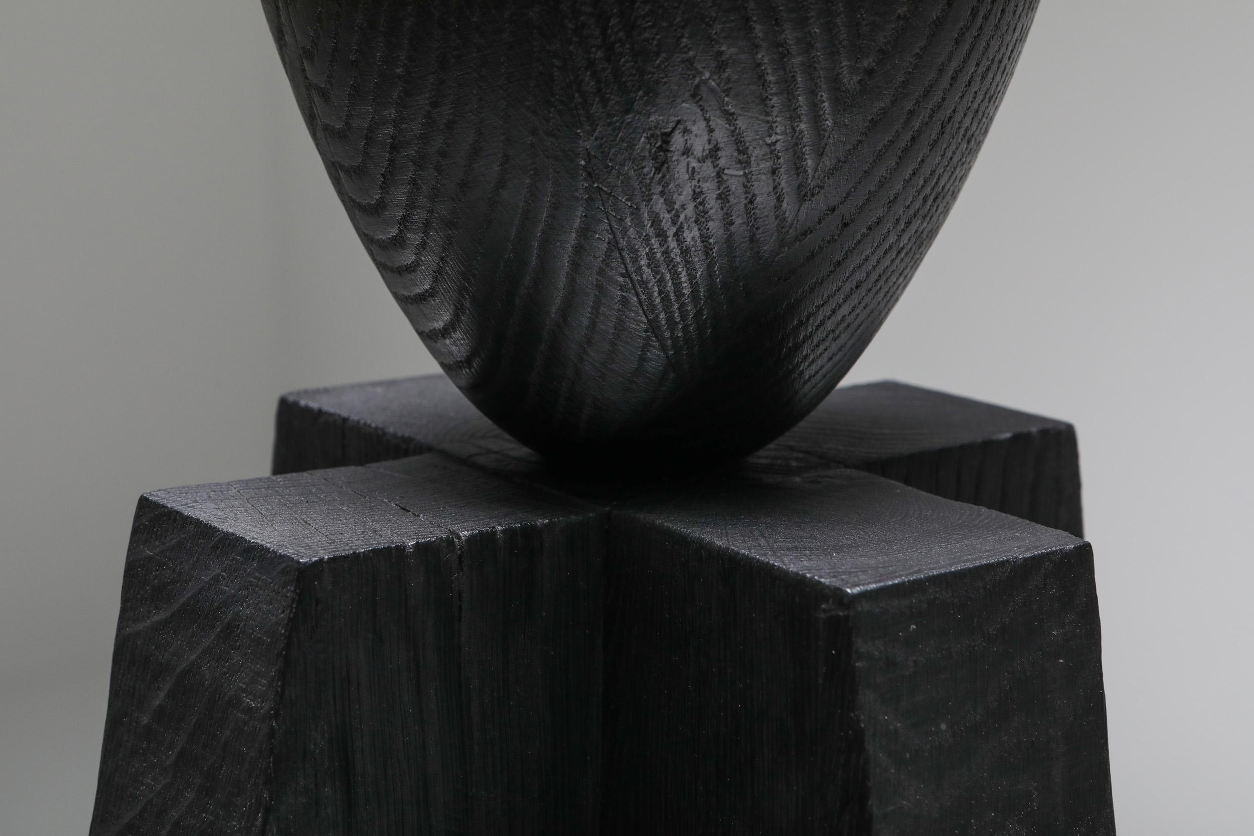 Oak Burned wood 'Babel' Vase by Arno Declercq