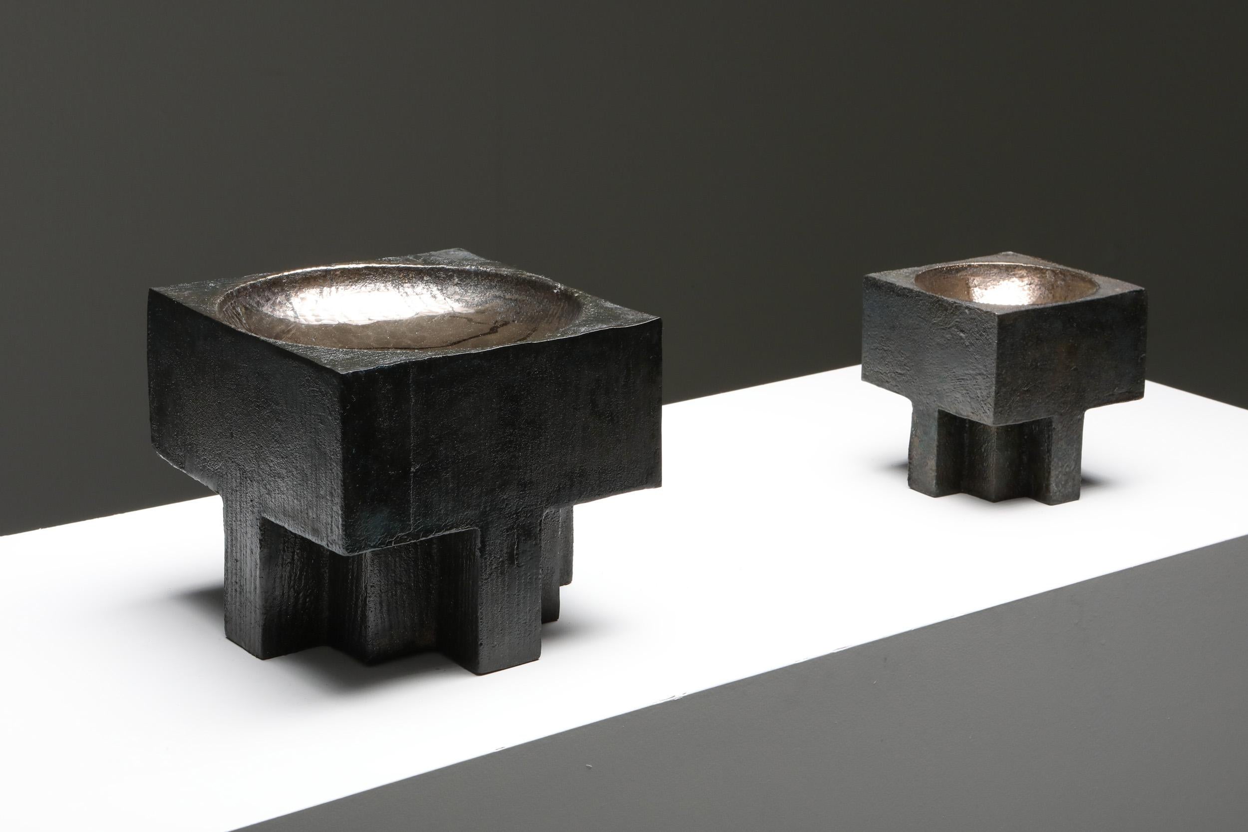 Contemporary Arno Declercq Bronze Cross Pots 9