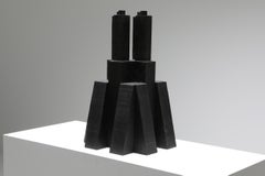 Black burnished iroko Bunker Candleholder 2.0 by Arno De Clercq
