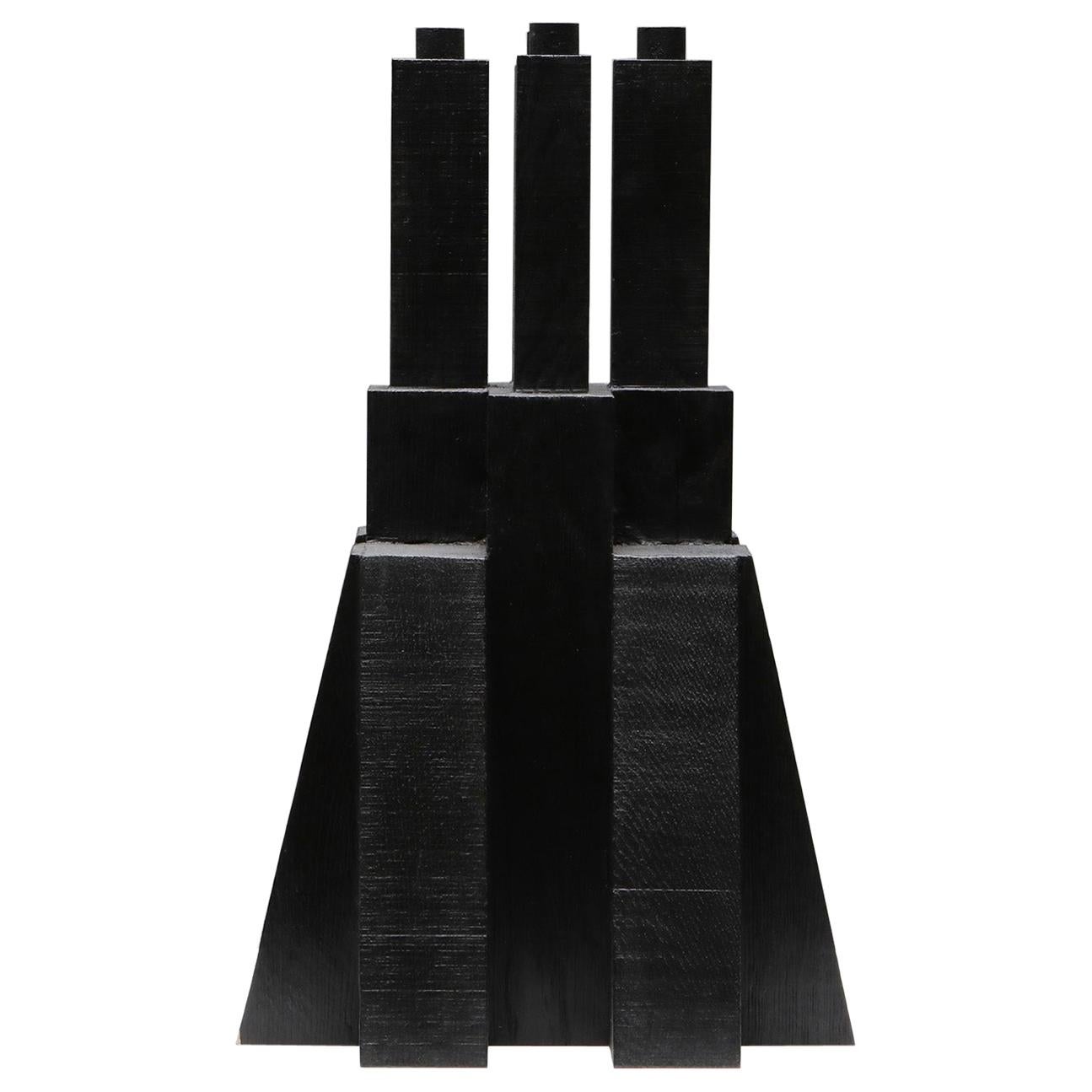 Black burnished iroko Bunker Candleholder 2.0 by Arno De Clercq