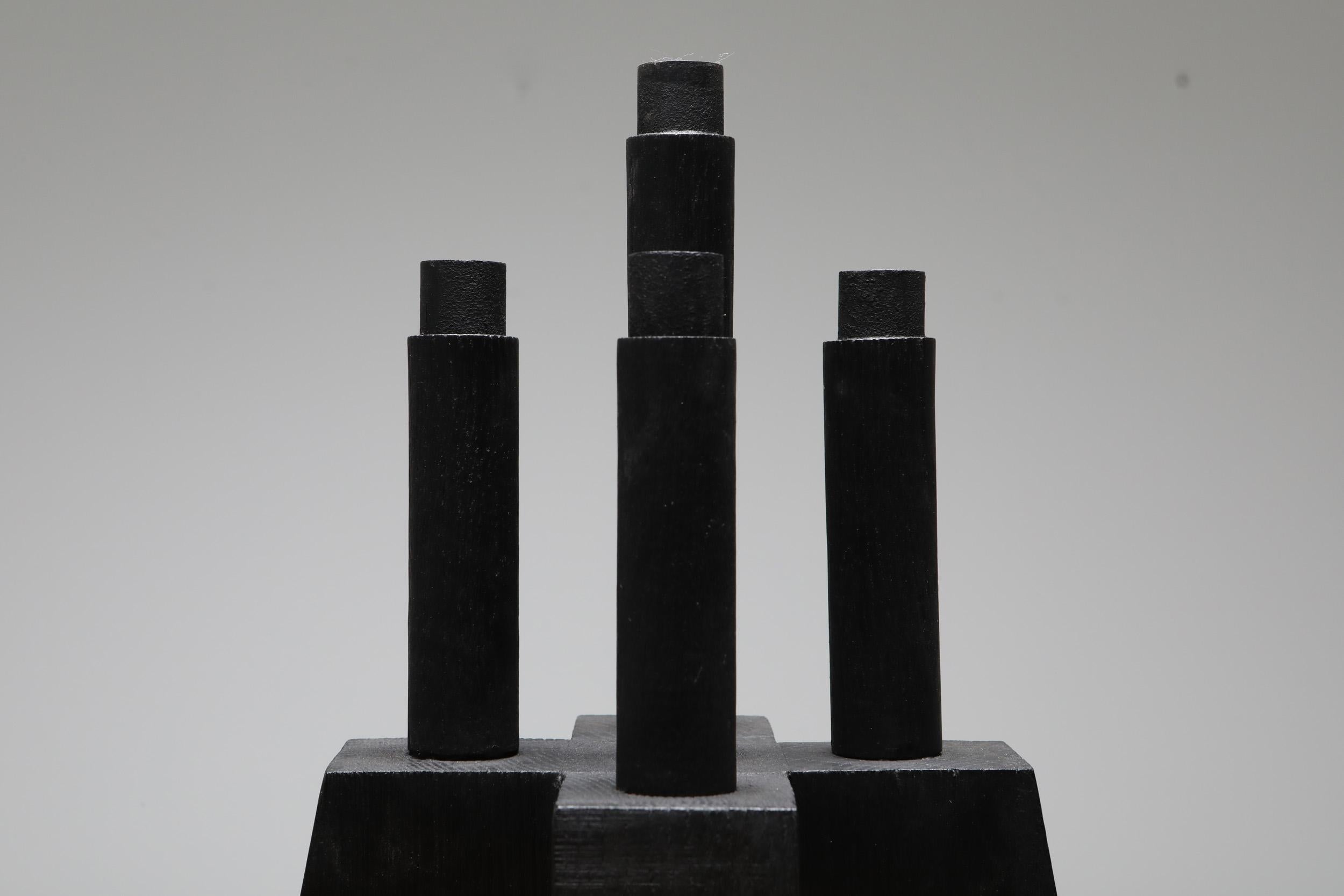 Belgian Black brutalist  Candleholder by Arno De Clercq