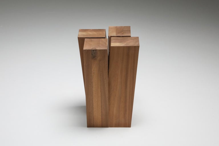 Arno Declercq; Belgian design; handcrafted

Made in African walnut
Measures: 32 cm wide x 32 cm deep x 50 cm high / 12.6” wide x 12.6” deep x 19.7” high

Belgian designer and art dealer, born in 1994, who makes bespoke objects with a passion