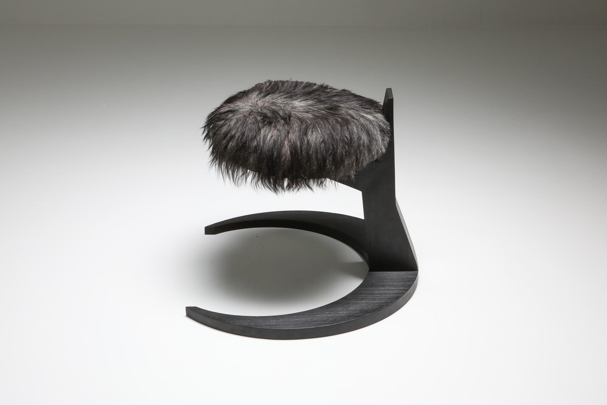 Contemporary Black Collectible design Arno Declercq Hevioso Stool