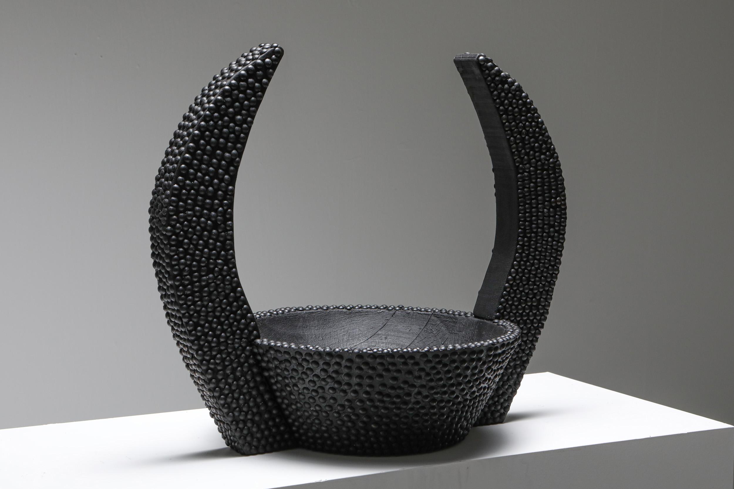 Wood Brutalist black Arno Declercq 'Senufo' bowl