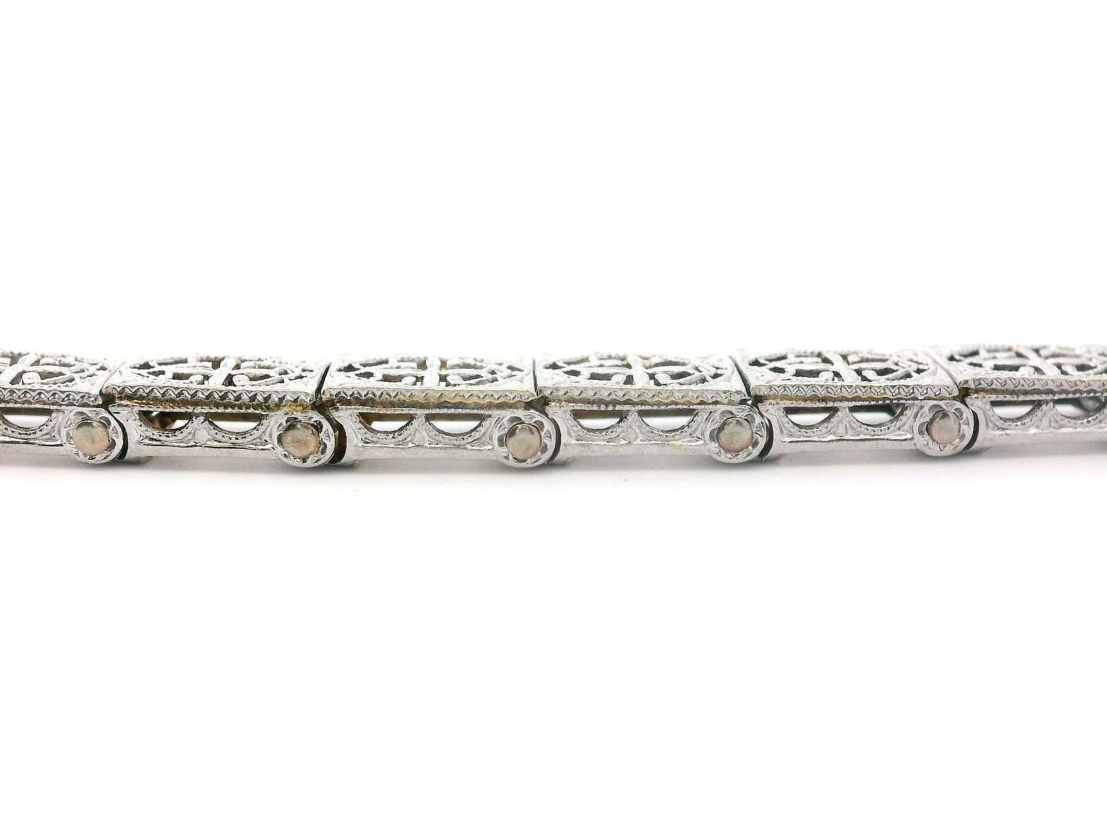 Handcraft - Bracelet Art déco en platine et or filigrané en vente 4