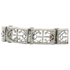 Handcrafted Art Deco Platinum over Gold Filigree Bracelet