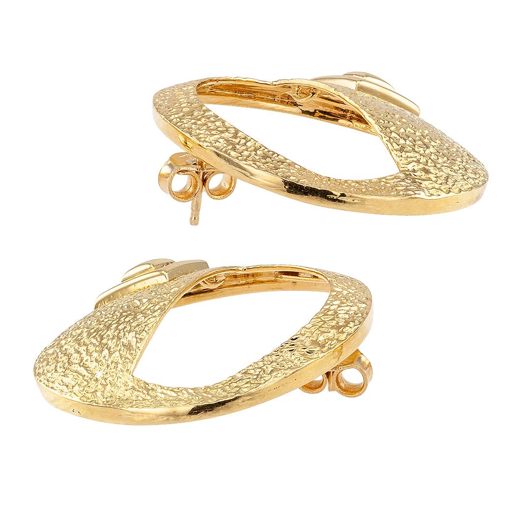 Women's Handcrafted Art Studio Gold Earrings