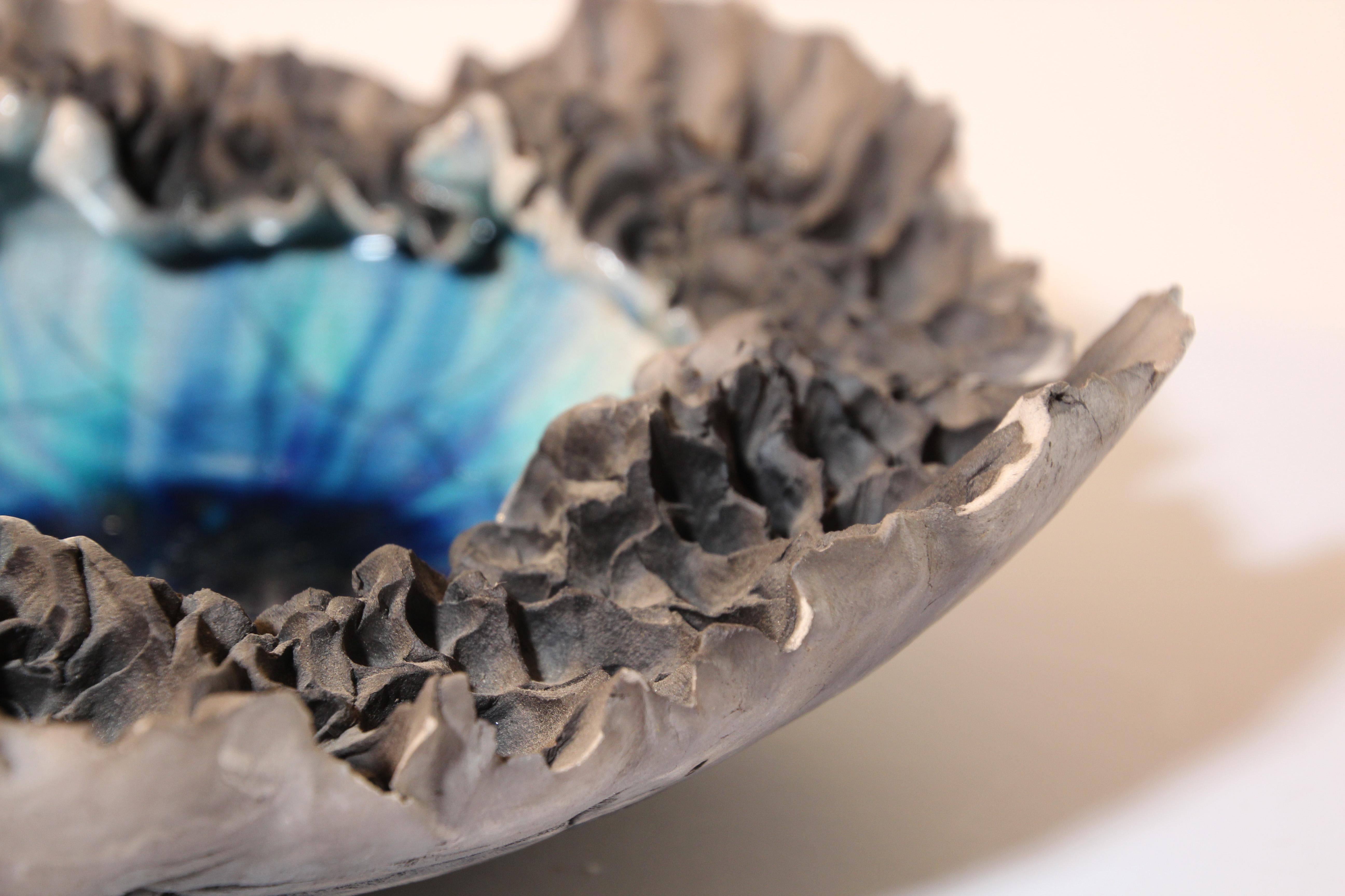Handcrafted Art Studio Pottery Volcanic Raku Lava Bowl by Hutch Ceramics Maui 5
