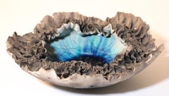 Handcrafted Art Studio Pottery Volcanic Raku Lava Bowl by Hutch Ceramics Maui