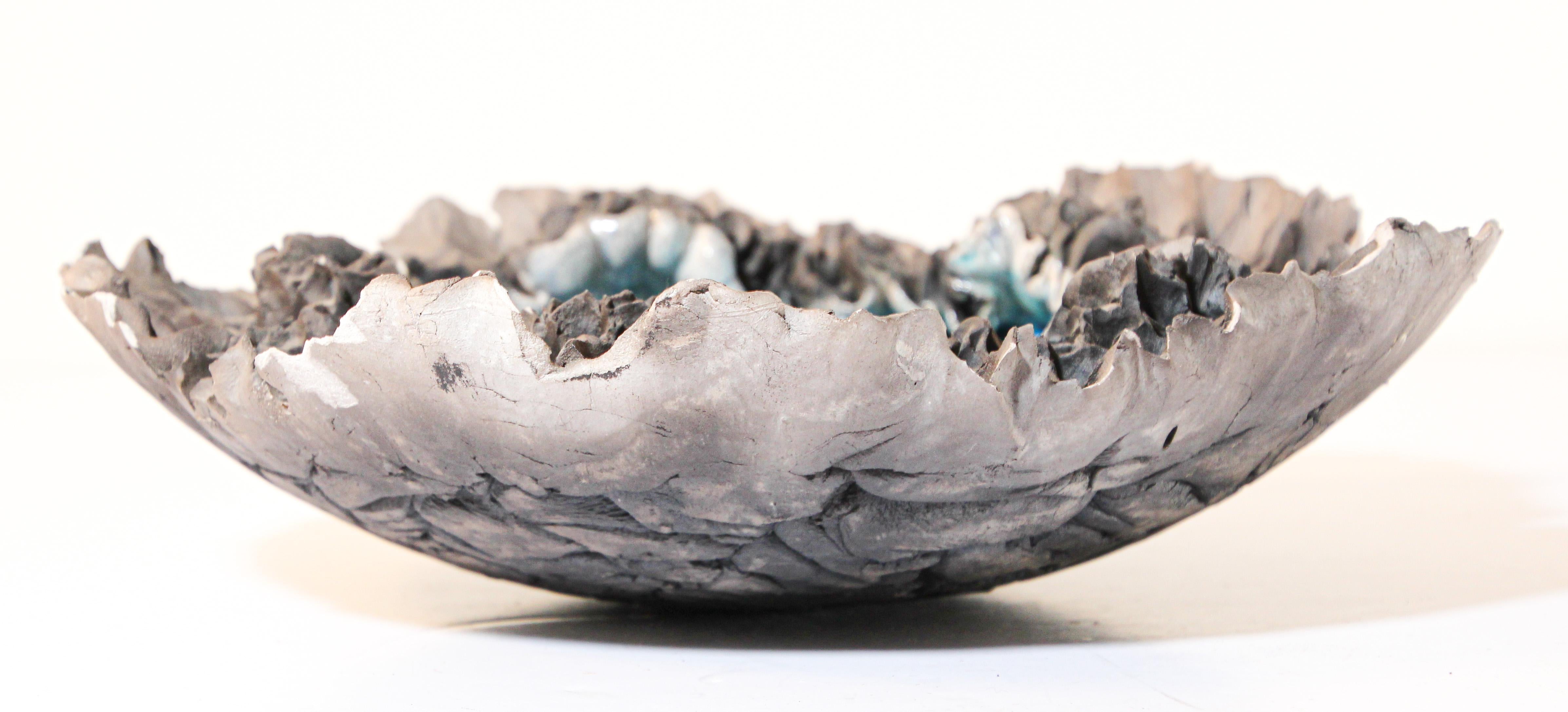 Organic Modern Handcrafted Art Studio Pottery Volcanic Raku Lava Bowl by Hutch Ceramics Maui